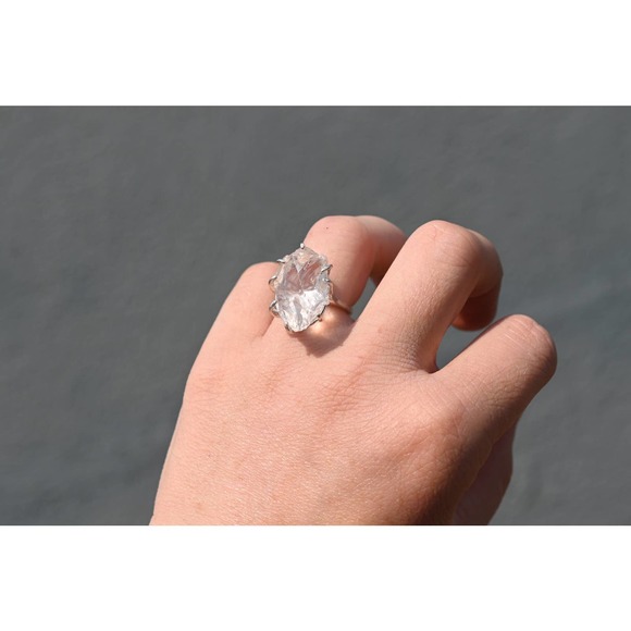 Large natural statement ring, unique engagement rings, size 5 6 7 8 9 10 - Picture 2 of 7